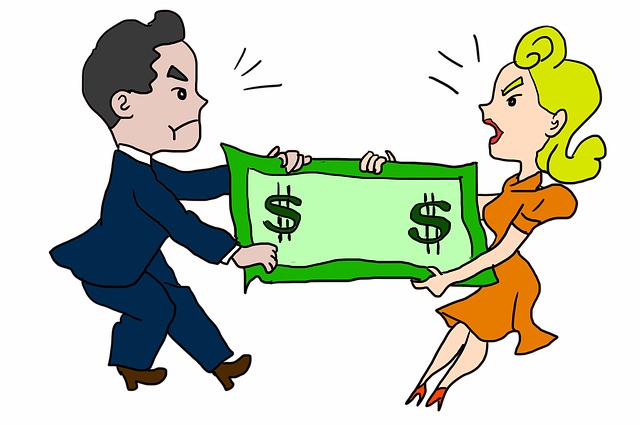 Divorced couple fighting over money