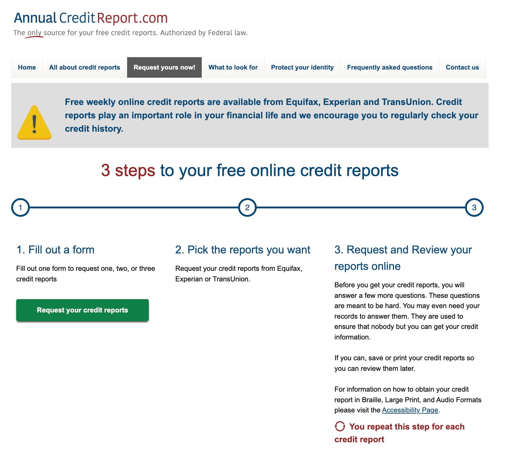 Image: Then again click Request your credit reports.