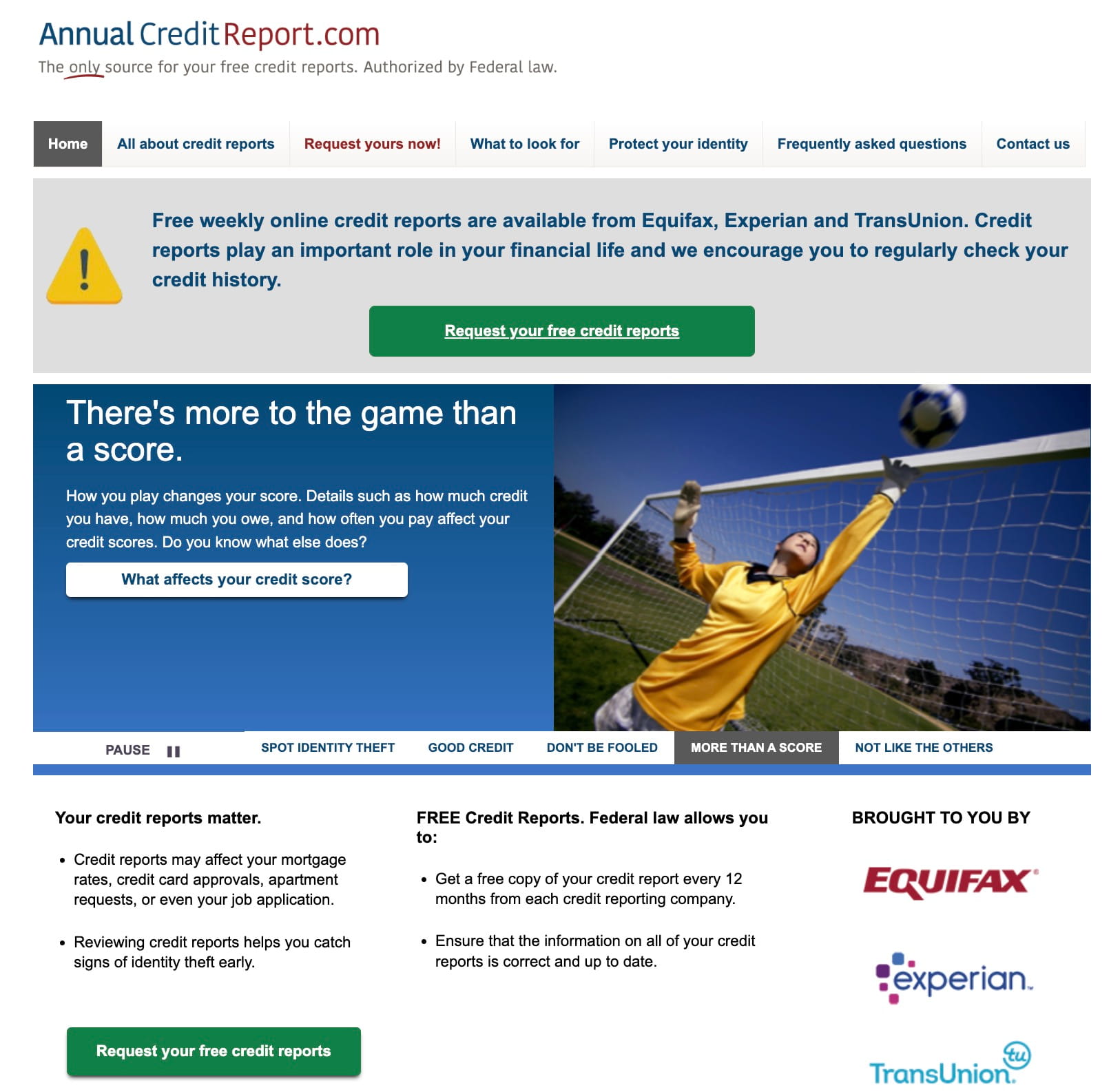 Image: Click the option to request your free credit reports