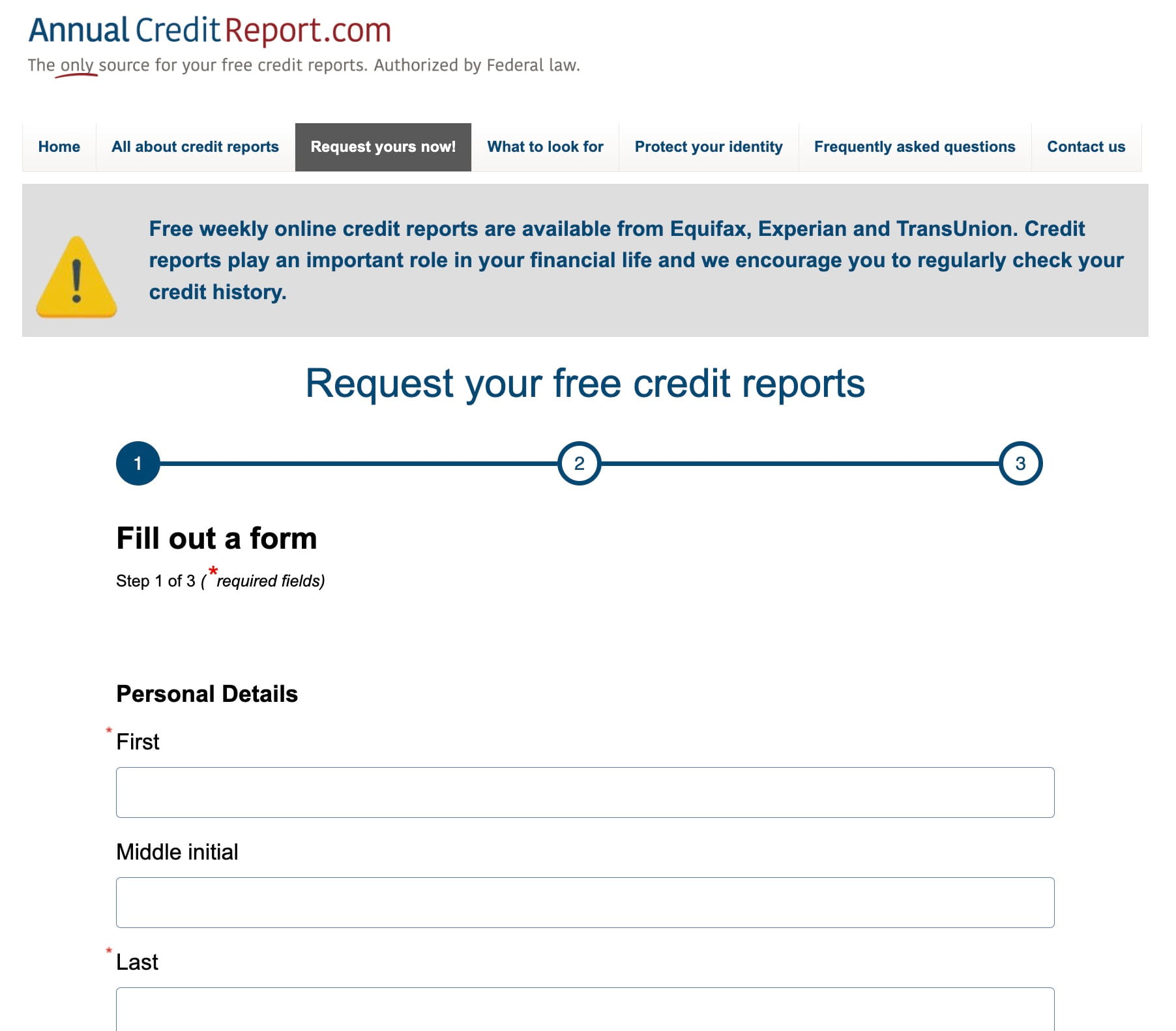 Image: Select all 3 credit bureaus